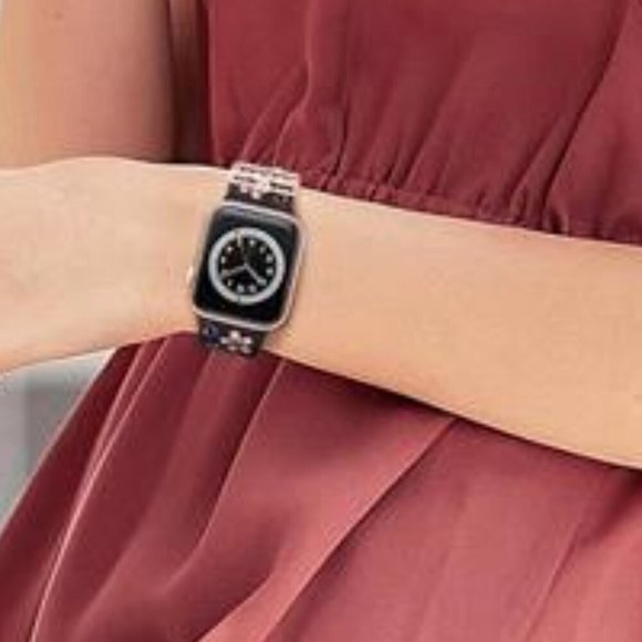 NEW Black/Pink Apple Watch Band with Rose Gold Charms main image 6